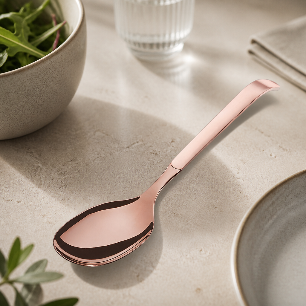 Small Serving Spoon Set 6 Pack Copper Finish Cutlery