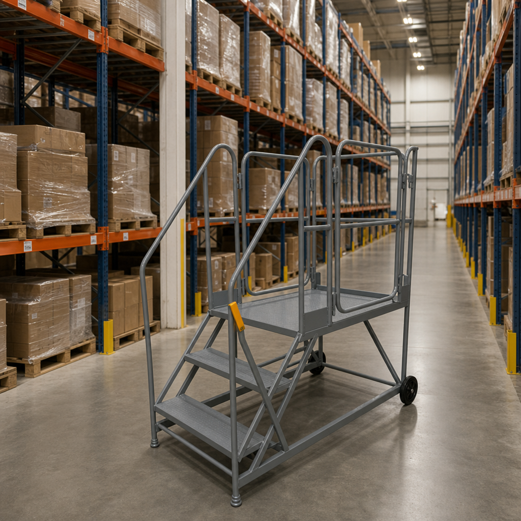 Easy Slope Mobile Work Platform with Guardrails