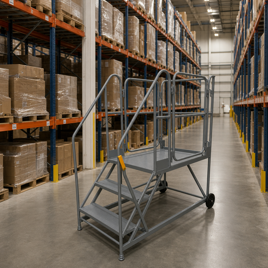 Easy Slope Mobile Work Platform with Guardrails