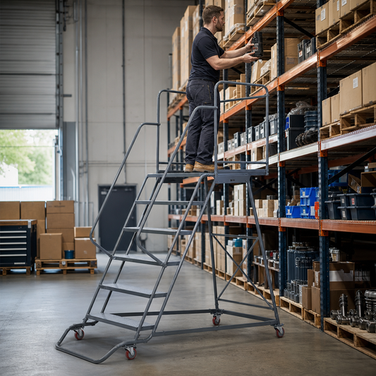 Easy Steer Mobile Warehouse Steps with High Platform