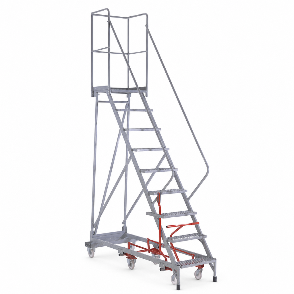 Easy Steer Mobile Warehouse Steps with High Platform