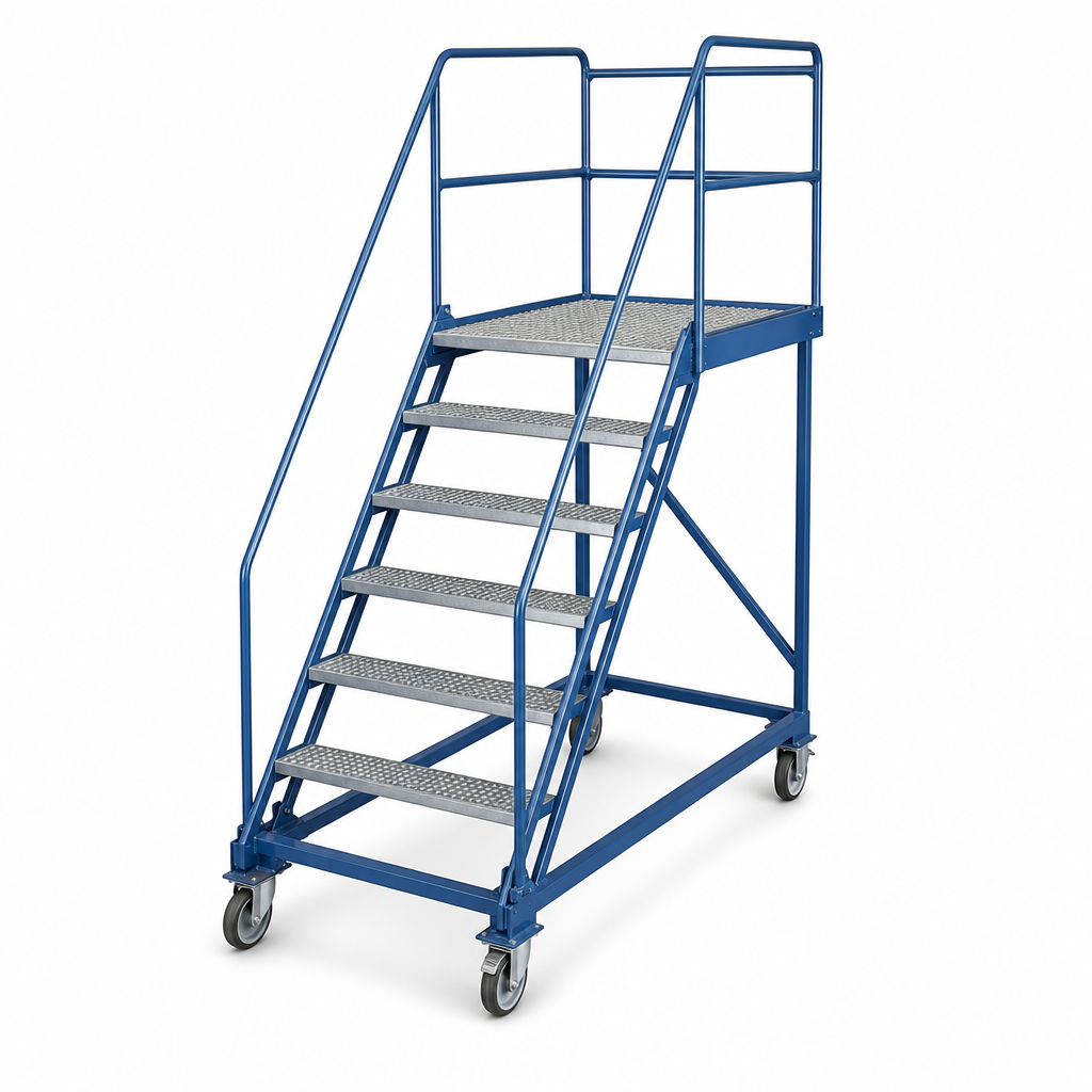 Easy Steer Mobile Warehouse Steps with High Platform