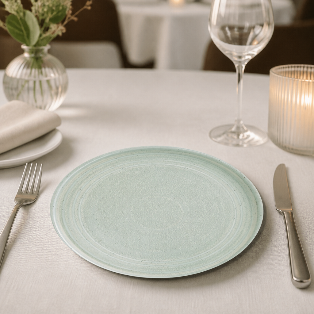 Commercial Flat Round Dinner Plates 270mm Mint Green 4 Pack