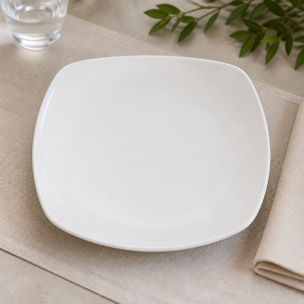 Commercial Square Plates 252mm Porcelain 12 Pack