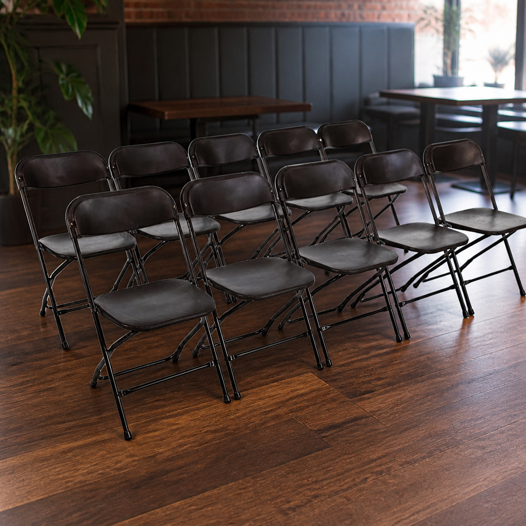 Commercial Folding Chairs Black 10 Pack Lightweight Stackable