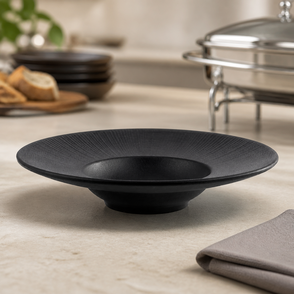 Commercial Melamine Plate 290mm Black Dishwasher Safe 300ml