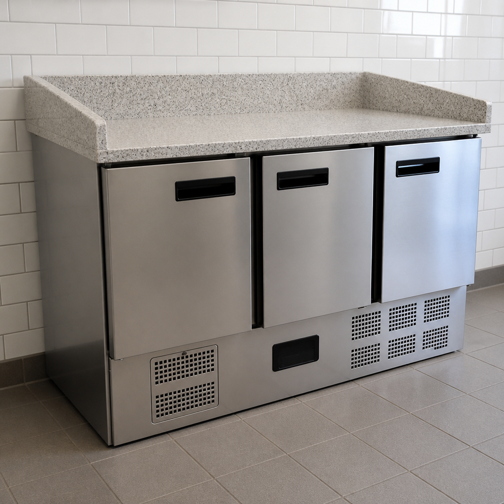 Commercial Pizza Prep Counter Fridge 368Ltr with Granite Top