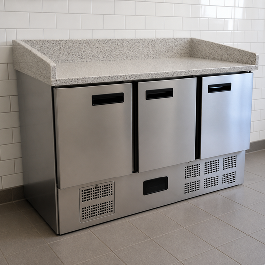 Commercial Pizza Prep Counter Fridge 368Ltr with Granite Top
