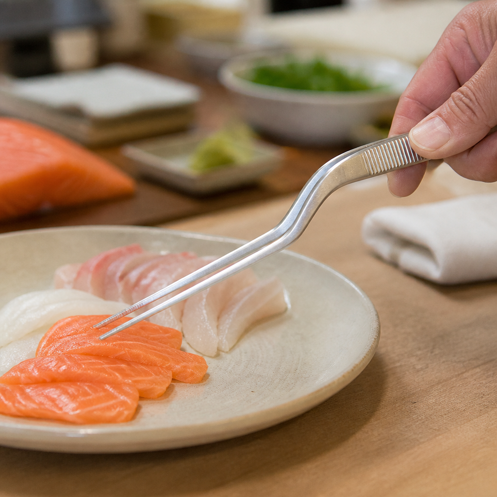 200mm Stainless Steel Sushi Tweezers for commercial use