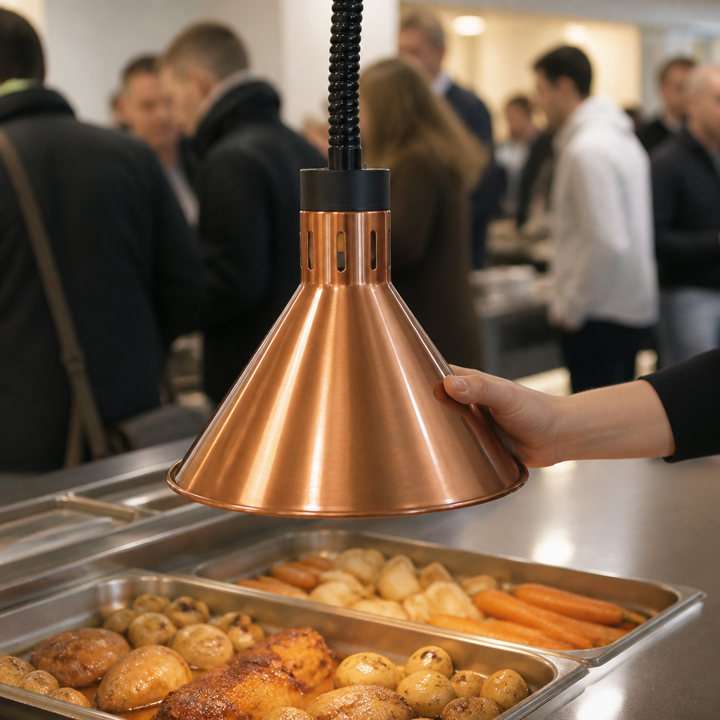 Commercial Conical Retractable Heat Shade in Copper Finish