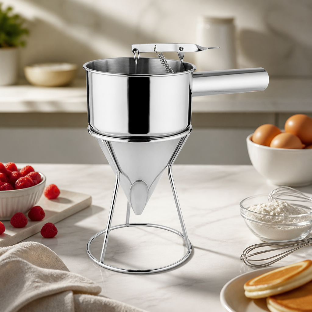 Commercial Stainless Steel Piston Funnel 1.3 Ltr Capacity