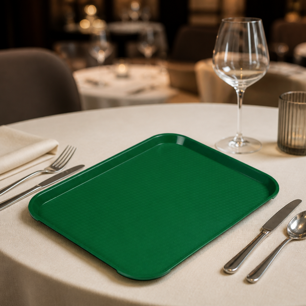 Commercial Plastic Tray 300x410mm Green for dining