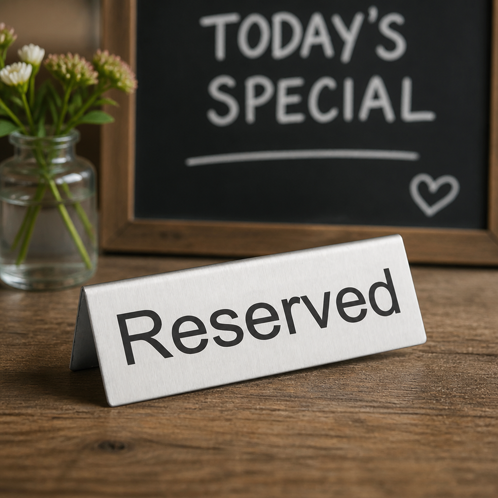 Commercial Reserved Table Signs - Stainless Steel 10 Pack