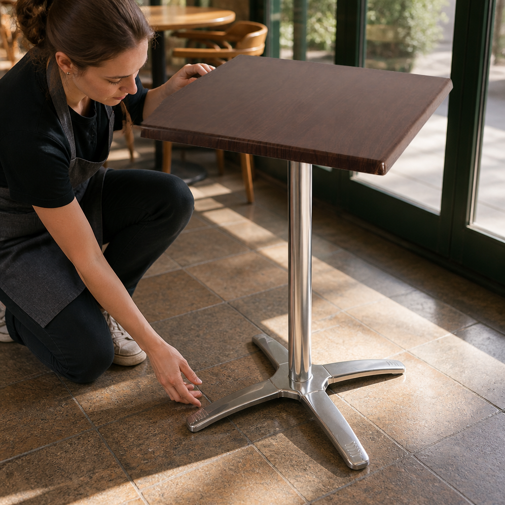 Commercial dark brown table top and base combo 710mm height