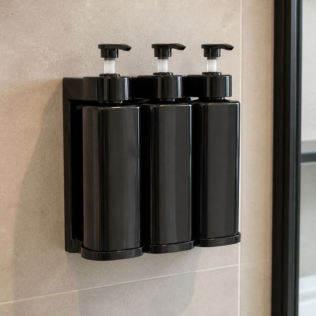 Commercial triple shower pump soap dispenser wall-mounted