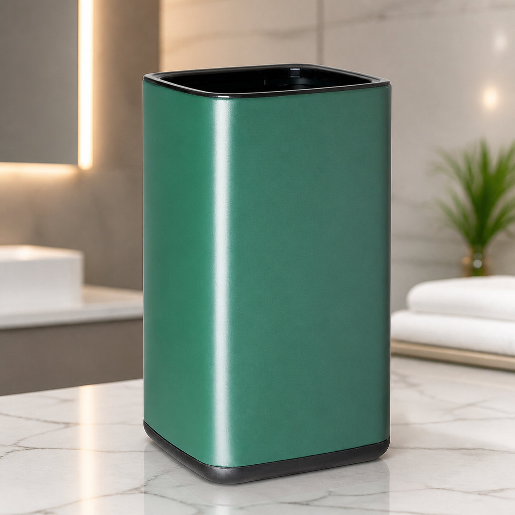 Commercial Square Waste Bin Green 7L Capacity Polypropylene