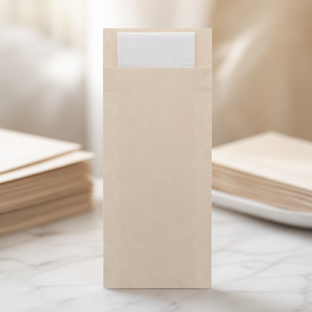 Commercial Cutlery Pouches with 2-Ply Napkin - 500 Pack