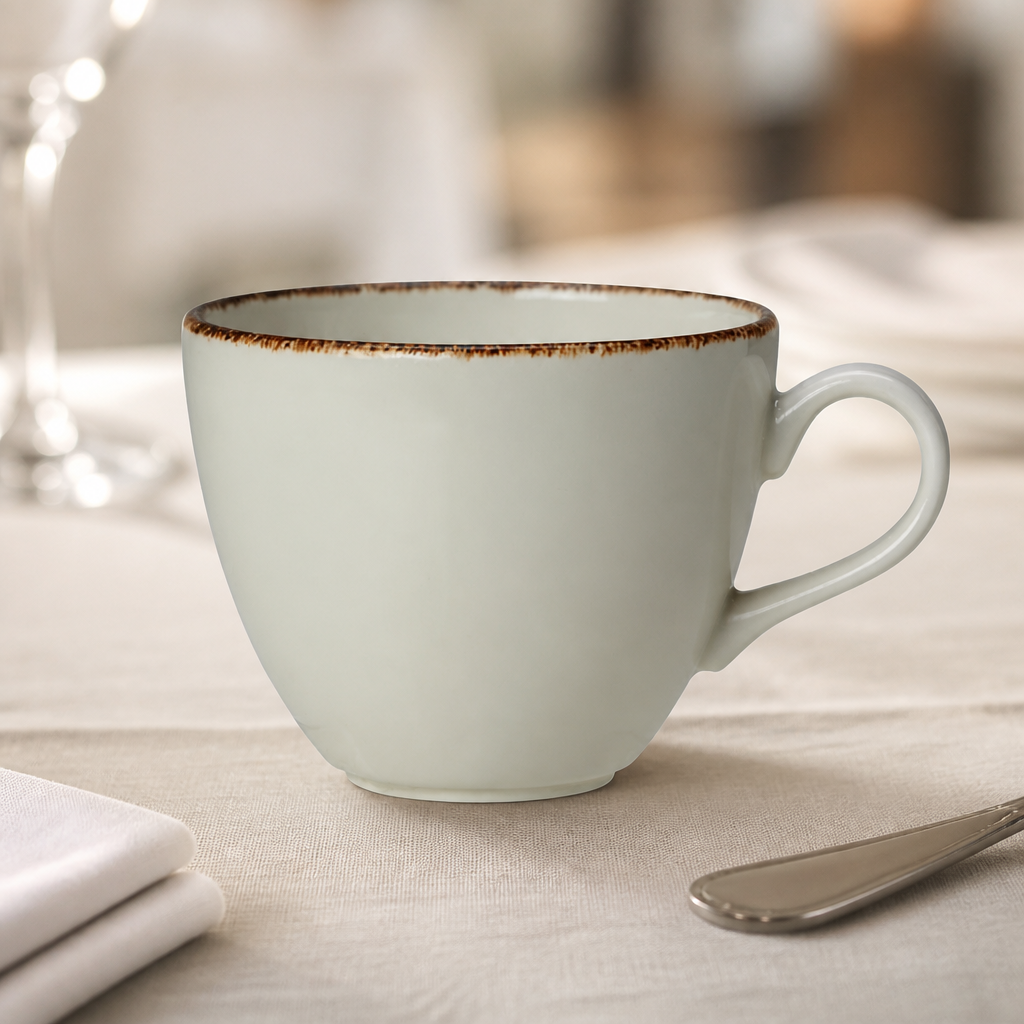 Brown Dapple Cups 285ml - 36 Pack Vitrified Ceramic
