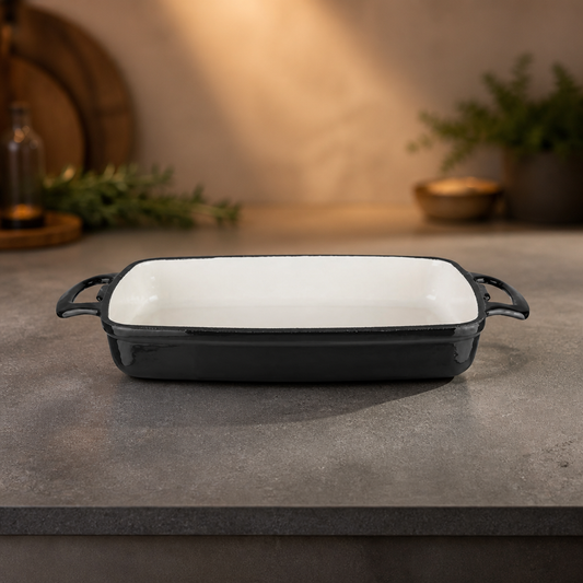 Commercial Cast Iron Roasting Dish 2.8L Black Enamelled