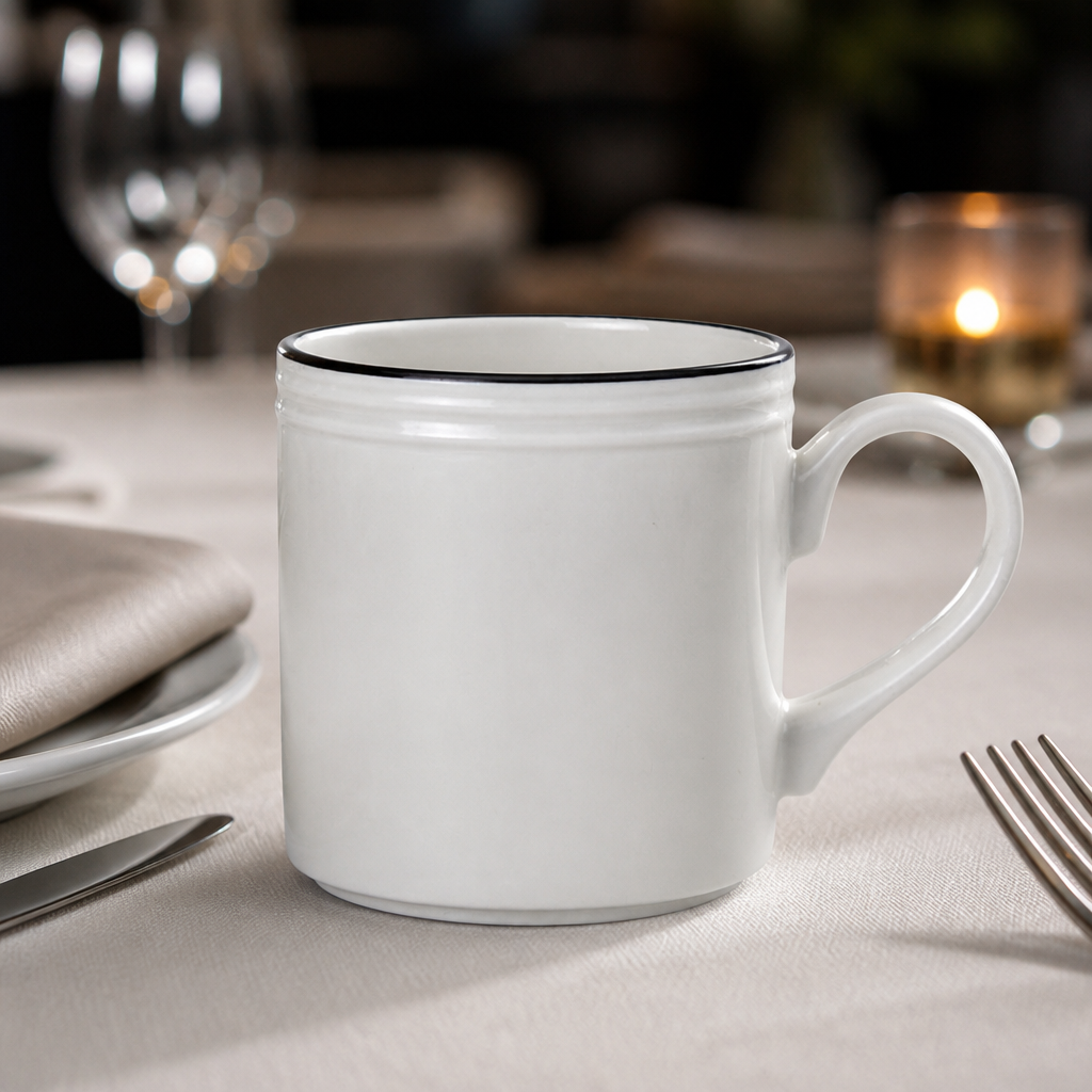 Commercial Bead Black Band Mugs 285ml - 12 Pack