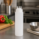 24oz Commercial Clear Three Nozzle Squeeze Bottle for Sauces