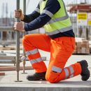 Premium High-Performance Stretch Cargo Trousers in Orange with ISO 20471 Certification