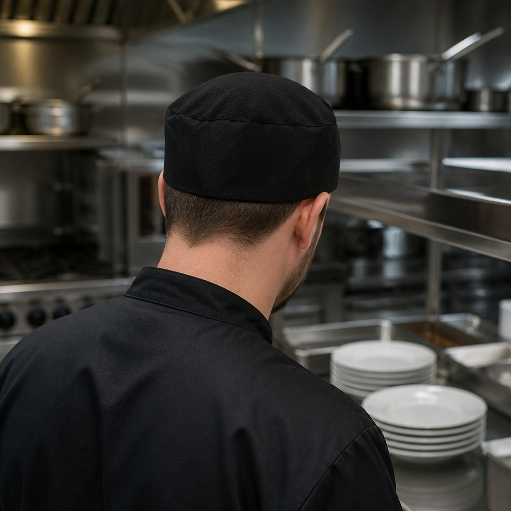 Breathable Skull Cap Black Mesh Top for commercial kitchens