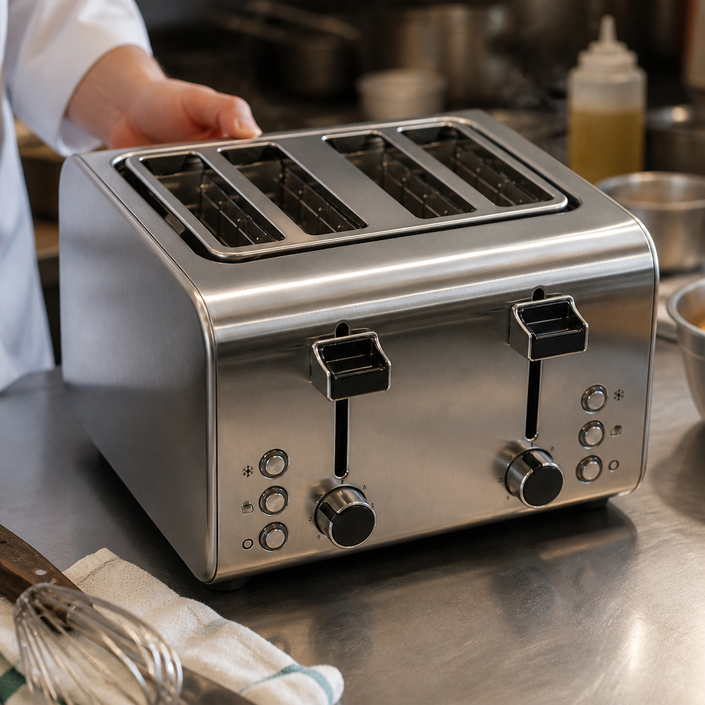 Commercial 4 Slot Stainless Steel Toaster with Defrost Function