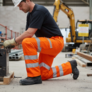 Premium High Visibility Combat Trouser with Reflective Tape, Teflon Coating, and Knee Pad Pockets in Tall Leg Size 28-52