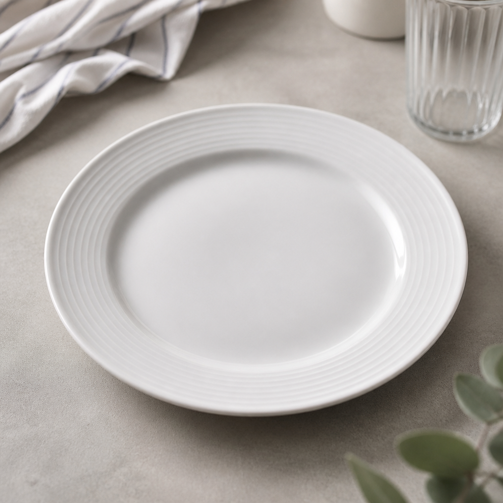 Commercial Wide Rimmed Plates 250mm Porcelain 12 Pack