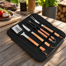 4-Piece Commercial BBQ Utensil Set with Travel Bag