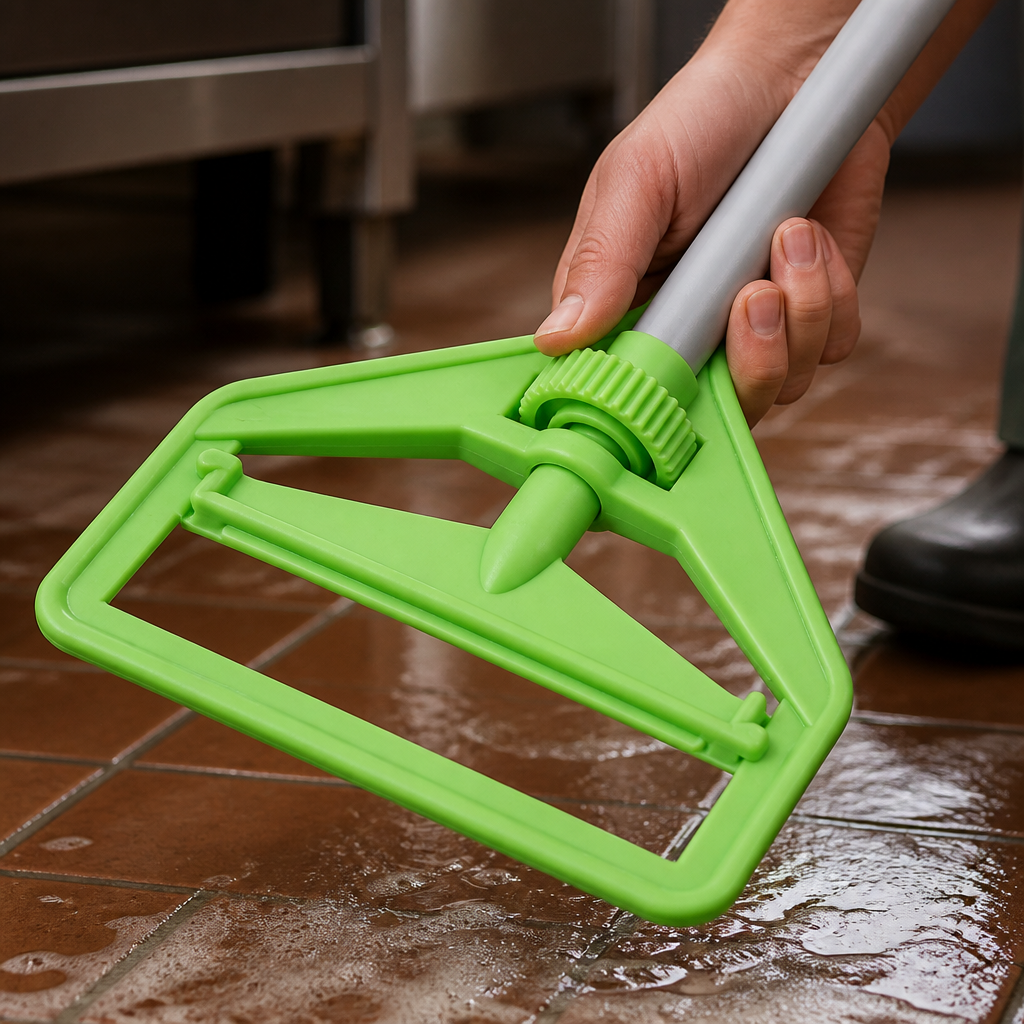 Commercial Mop Head Clip Green for cleaning professionals