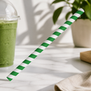 Compostable Paper Smoothie Straws Green Stripes 250 Pack