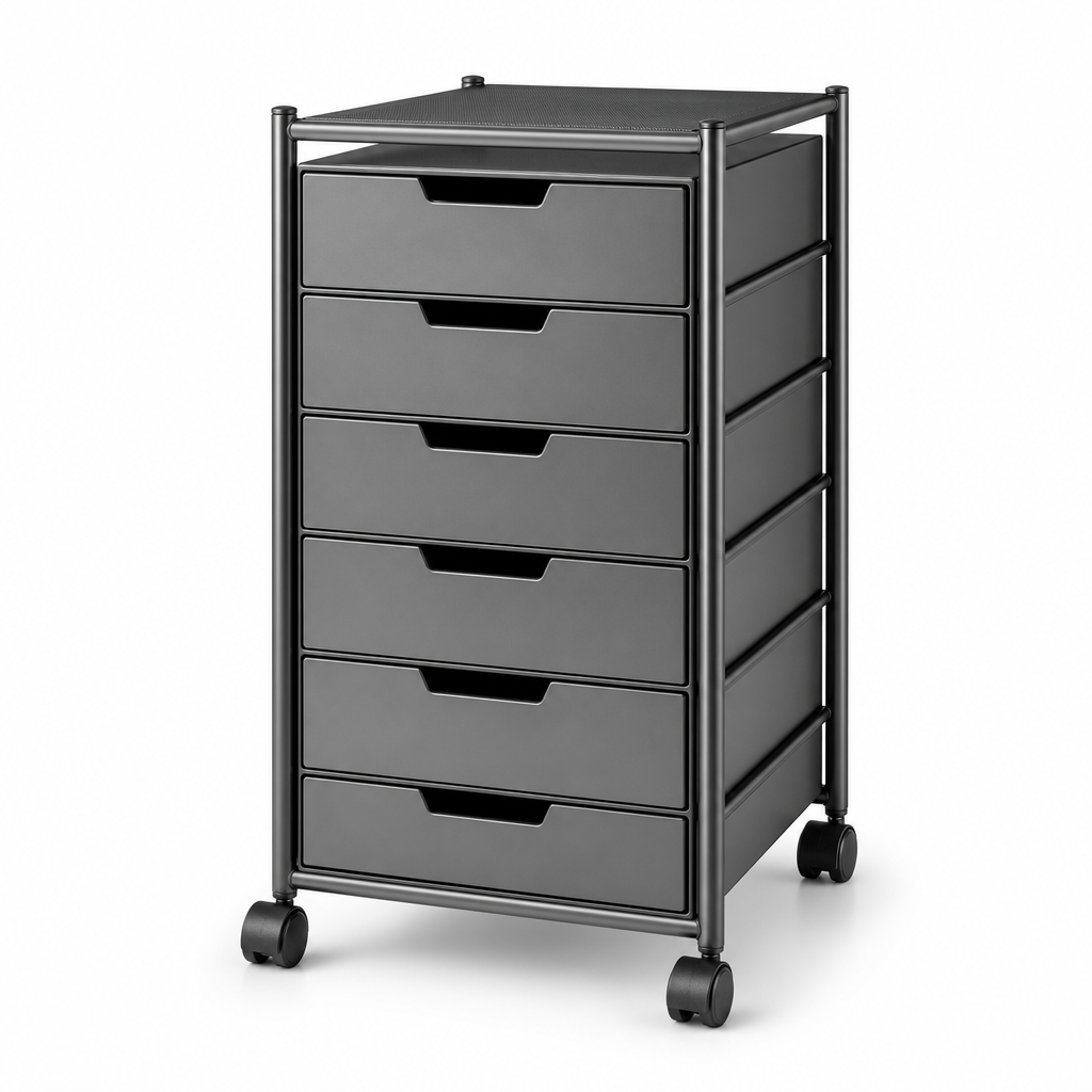 Economical Mobile Storage Unit with Six Drawers