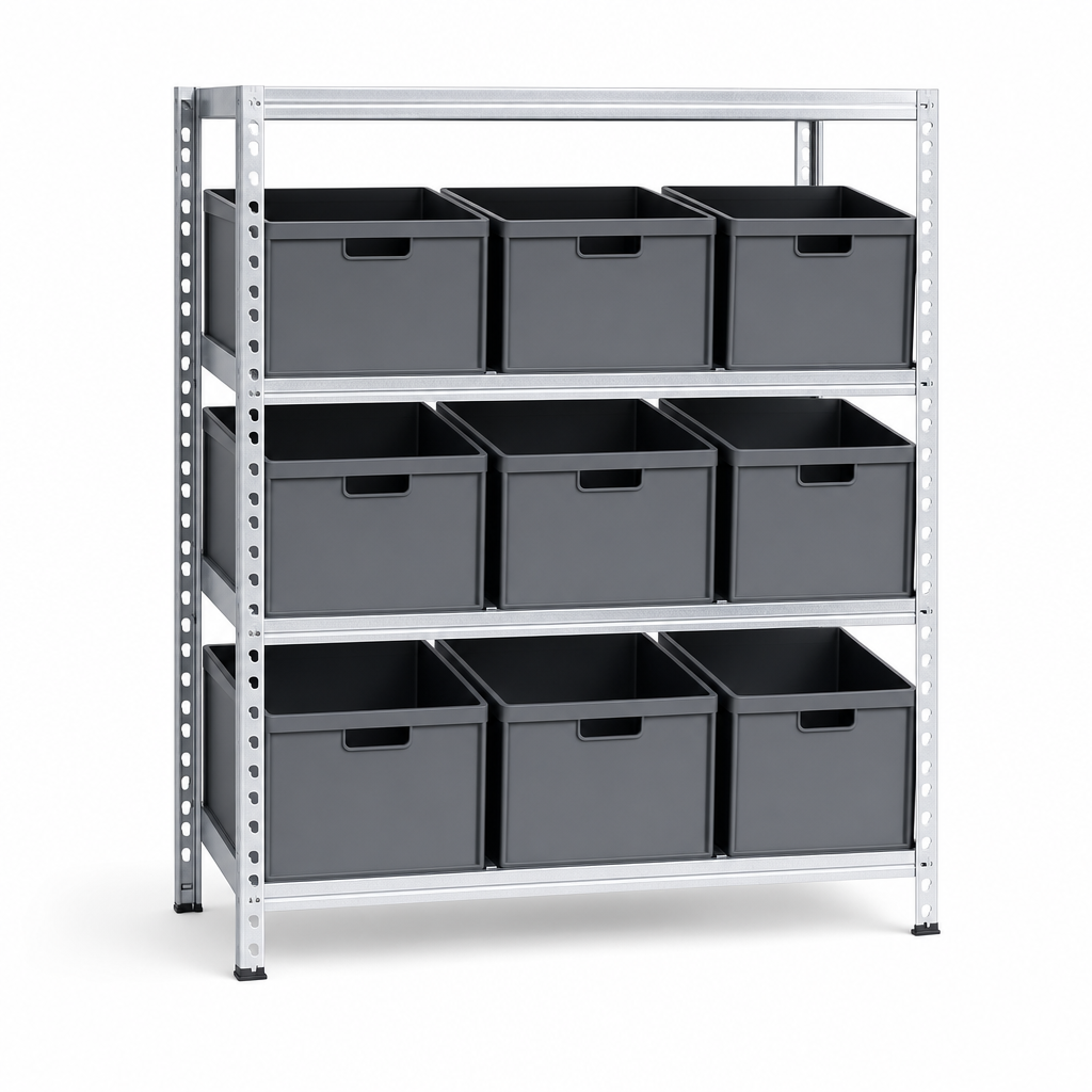 Economy Shelving Bay with 9 Storage Boxes 990h x 915w
