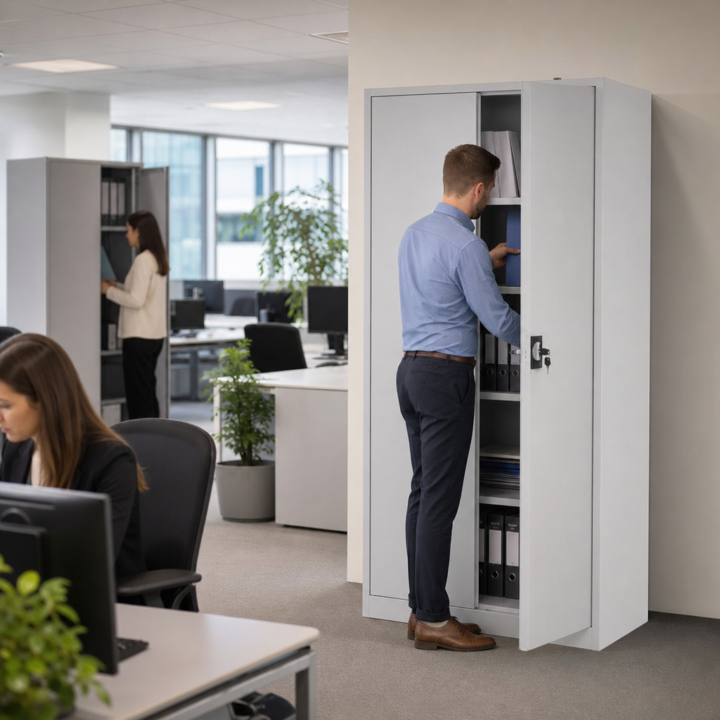 Economy Tall Metal Office Cupboards 1950mm High
