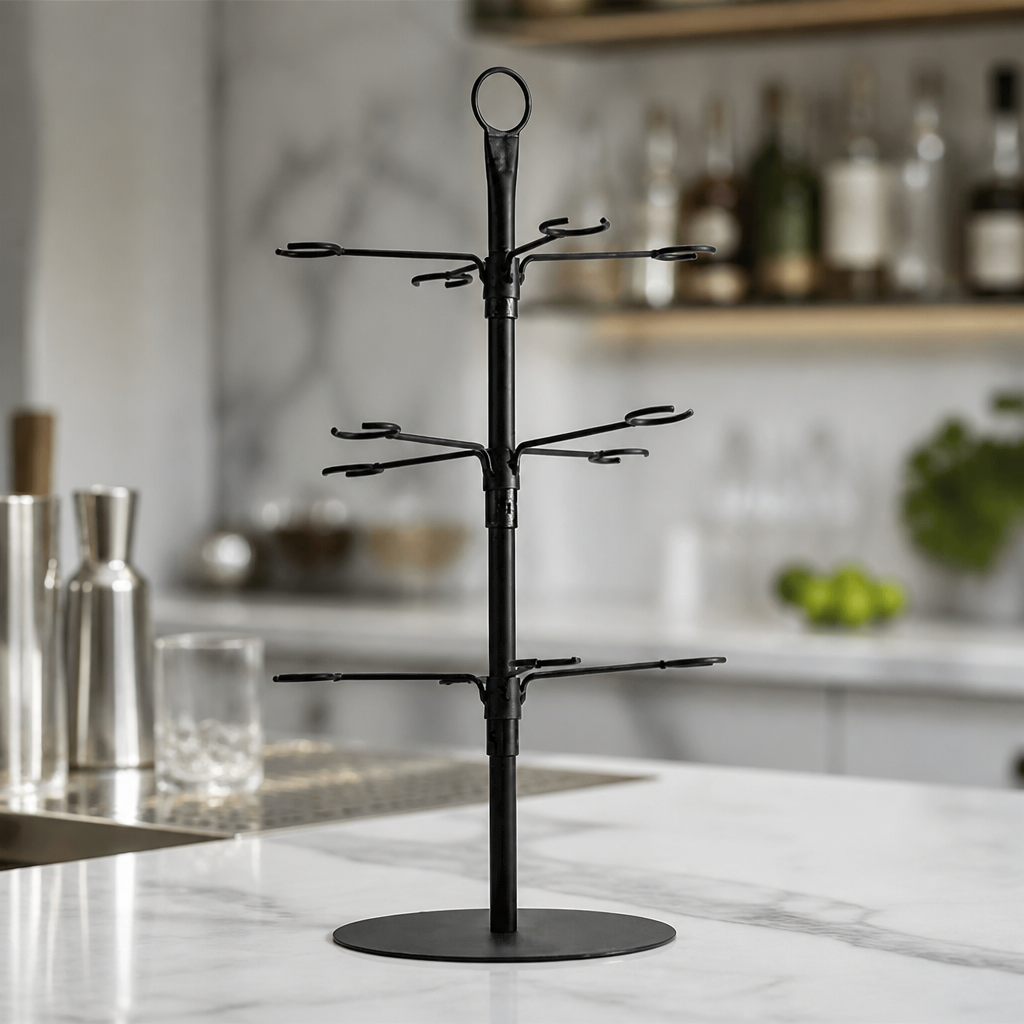 Commercial Cocktail Glass Tree Rack for 12 Glasses Black