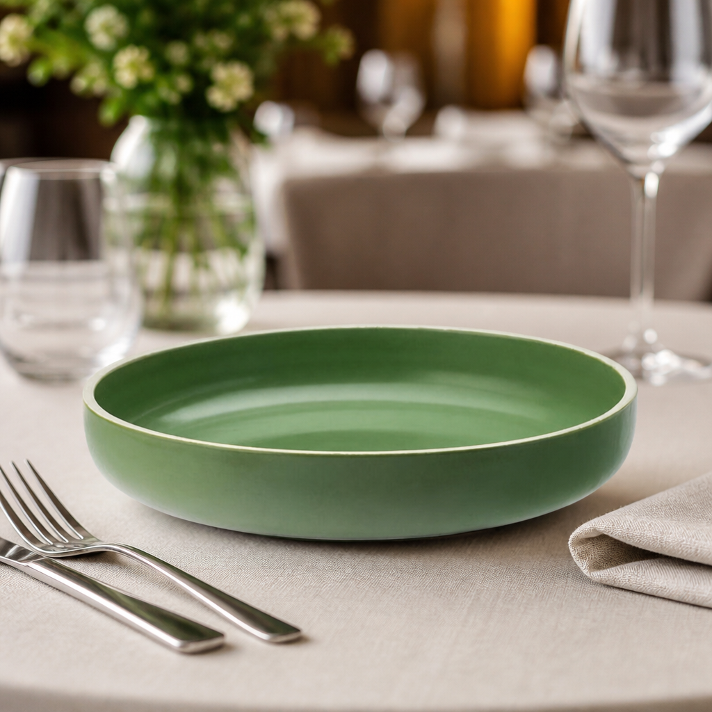 Commercial Vitrified Porcelain Bowls 240mm Forest Green 6 Pack