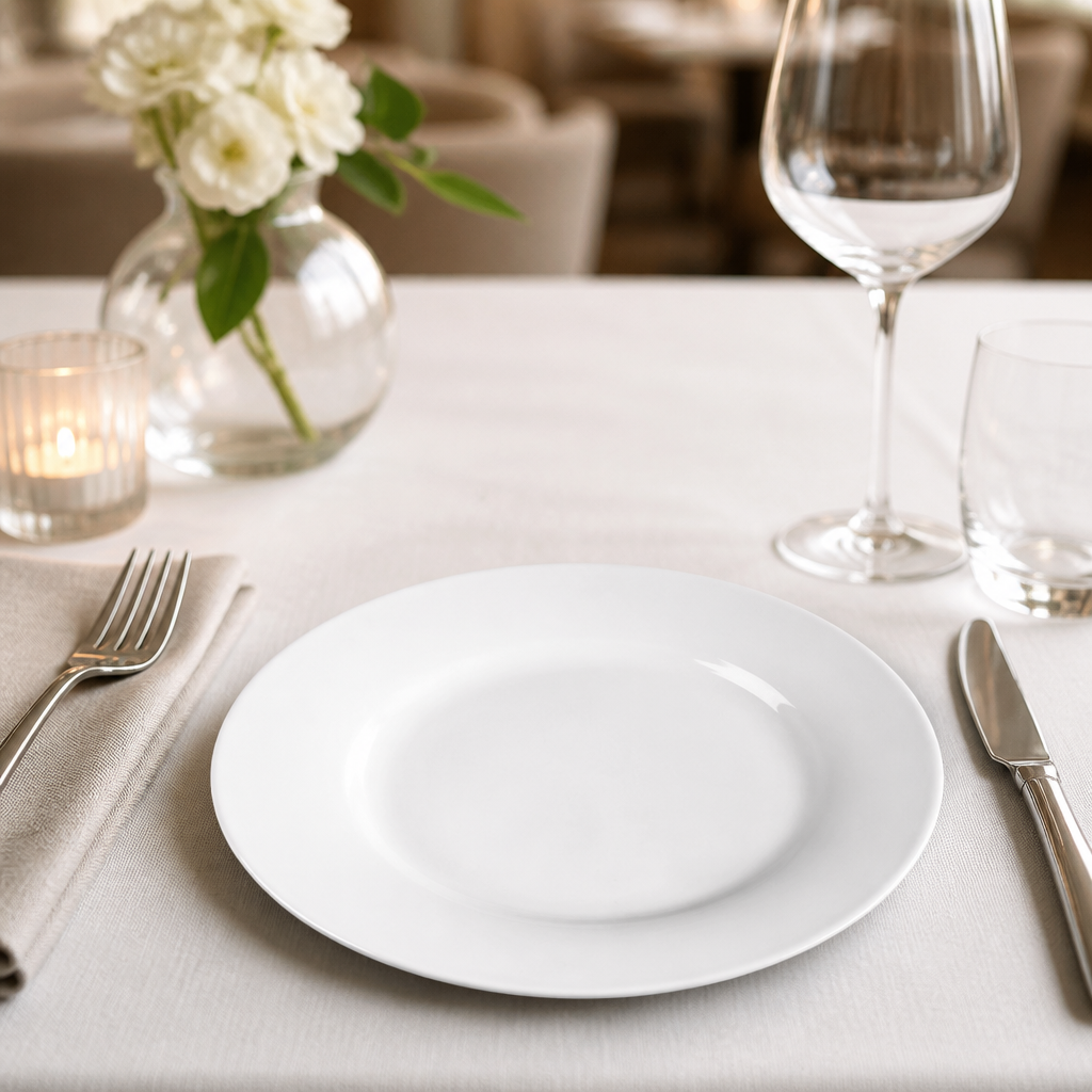Commercial Wide Rim Plates 150mm Vitrified Porcelain 6 Pack