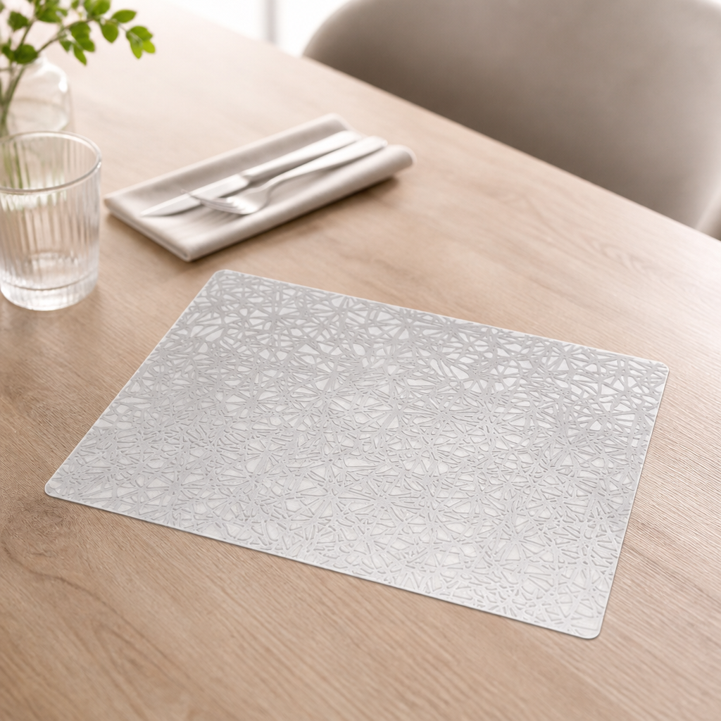Commercial Silicone Placemats 305x406mm 12 Pack Silver Twine