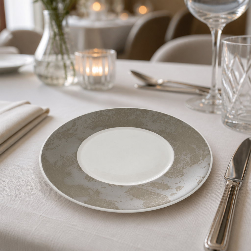 Crushed Velvet Grey Saucers Set for commercial catering use