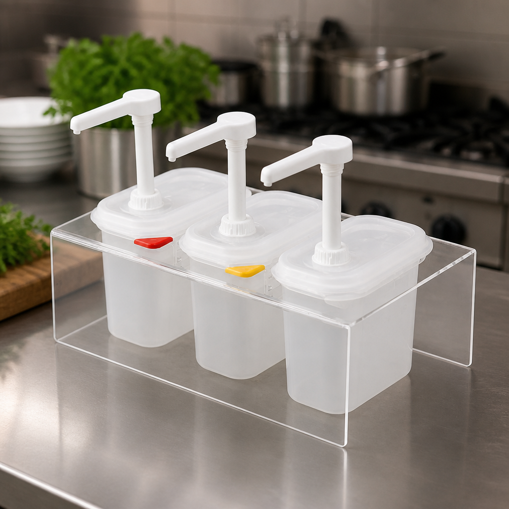 Commercial Sauce Dispensers with Pump 1.5Ltr - 3 Pack