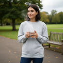 Premium Heather Grey Sweatshirt - 50% Polyester 50% Cotton, Comfortable Design with Lycra Ribbed Cuffs and Twin Needle Stitching