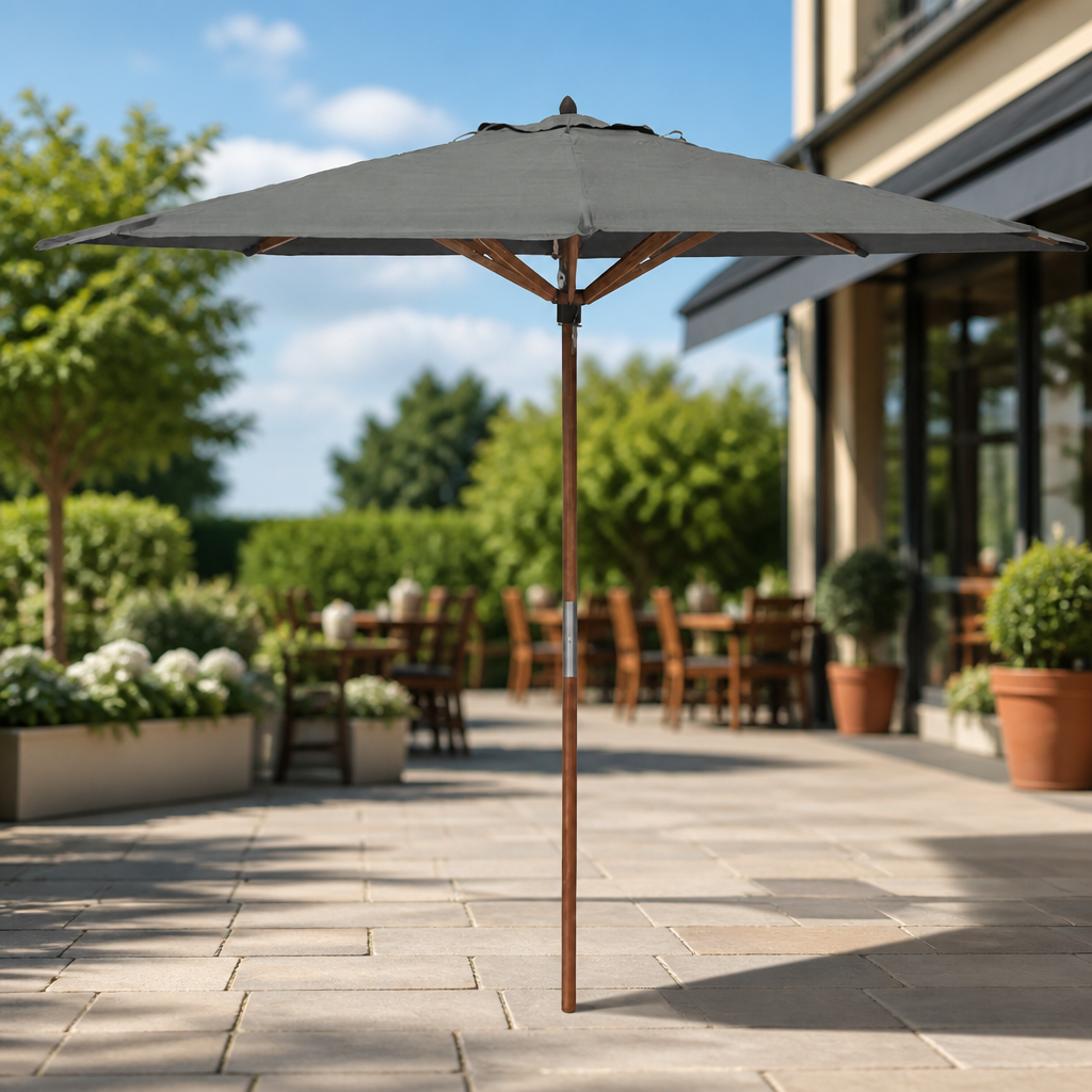 Commercial 2.7m Wooden Parasol with UV-Treated Canopy