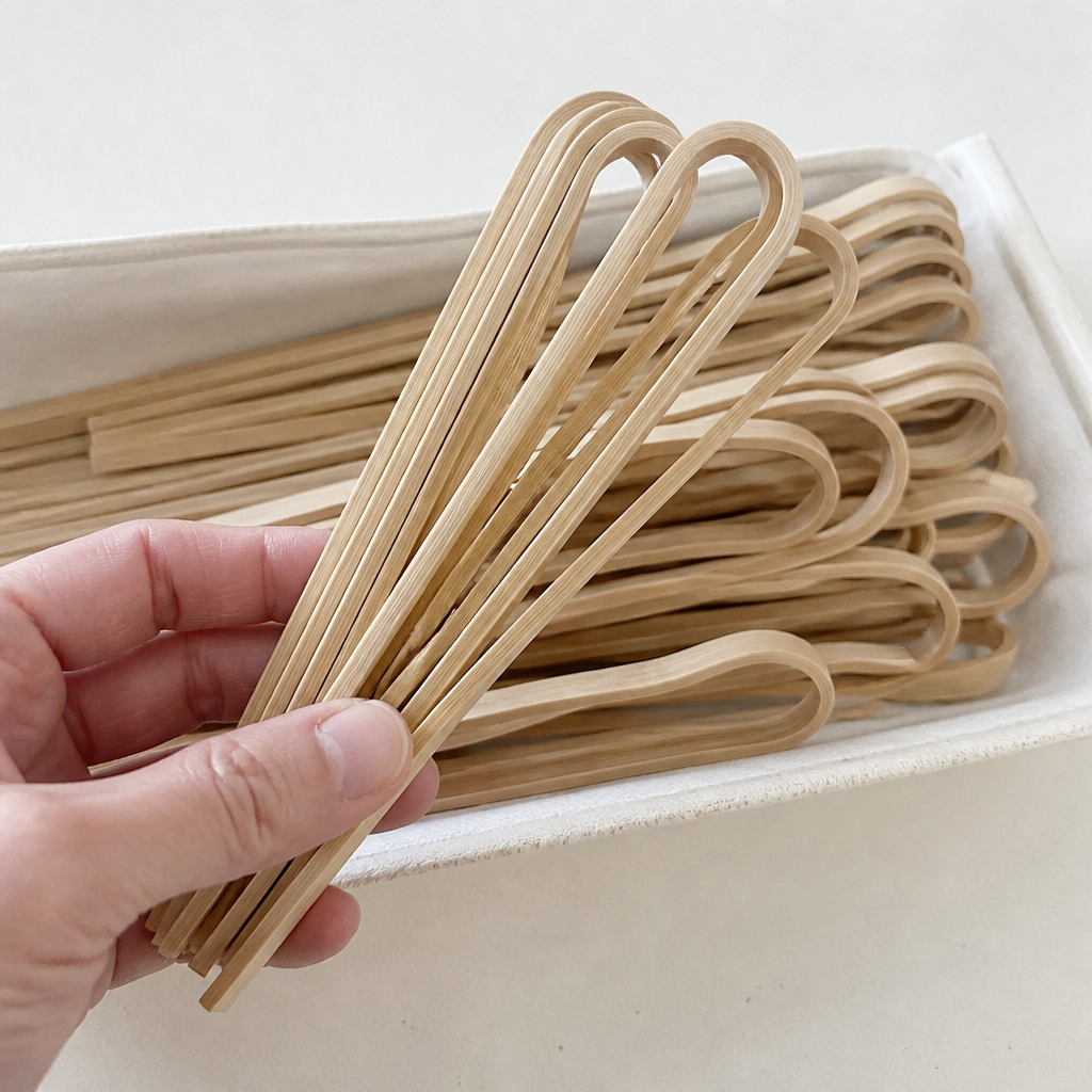 Compostable Mini Bamboo Tongs 160mm - 50 Pack