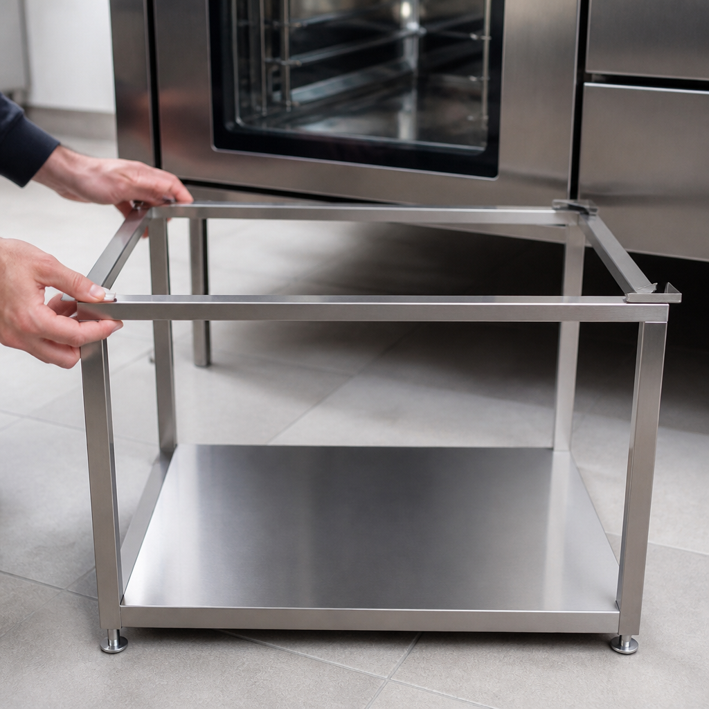 Commercial Static Open Stand for 1/1GN Ovens in stainless steel