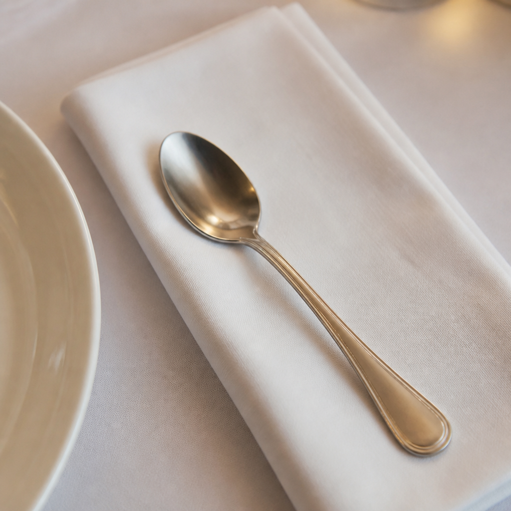 Set of 12 high polish stainless steel commercial teaspoons