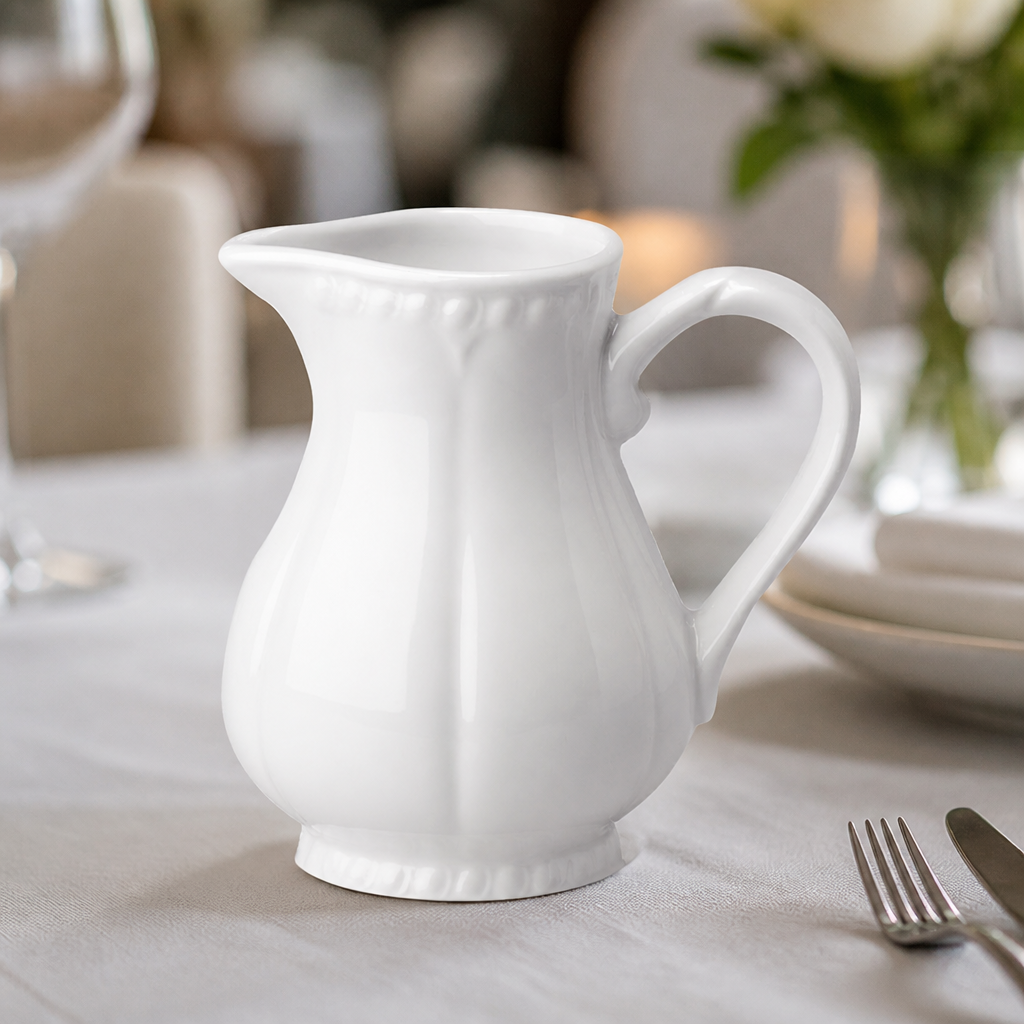 Commercial porcelain milk jugs 142ml for catering, 4 pack