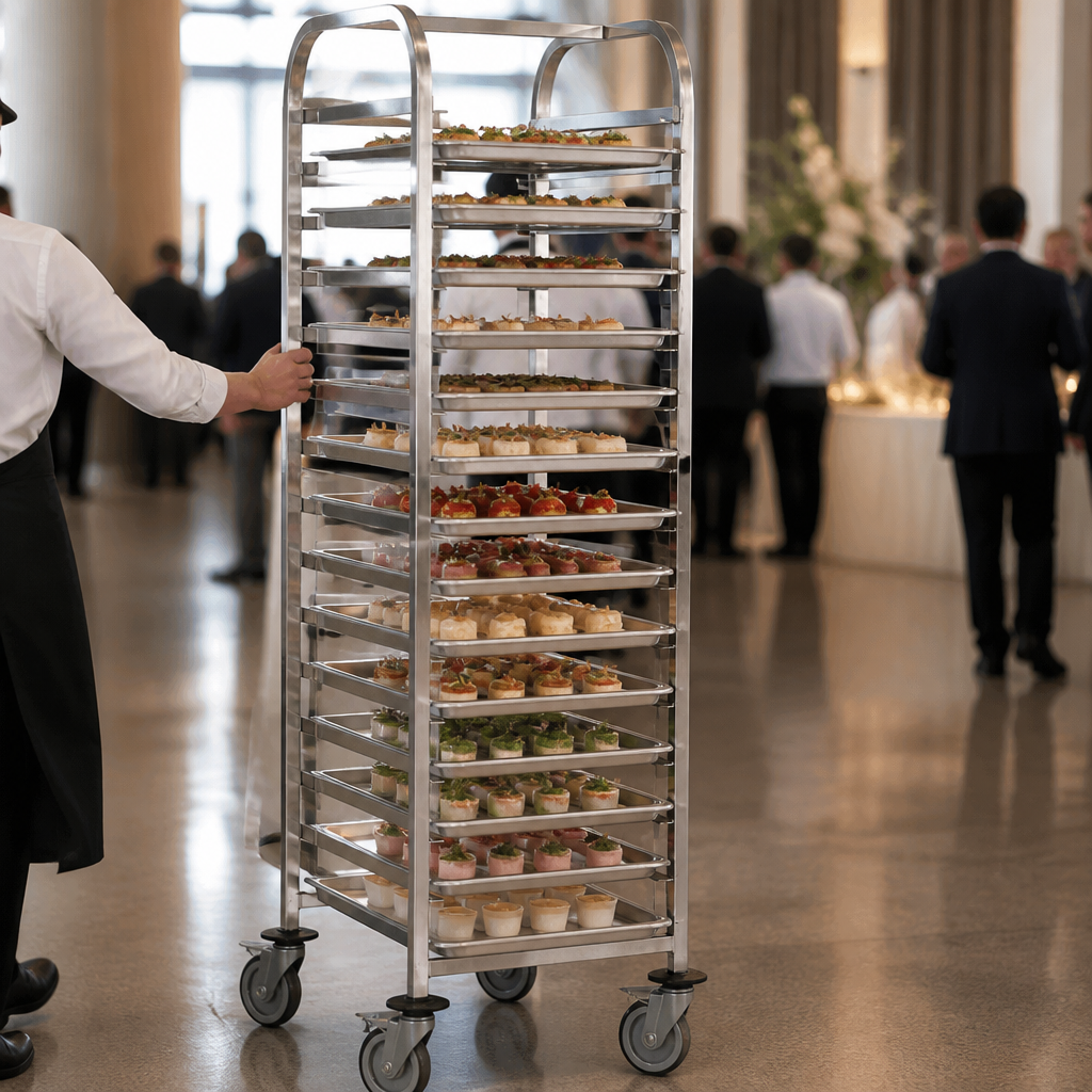 Commercial Stainless Steel Tray Trolley with 15 shelves