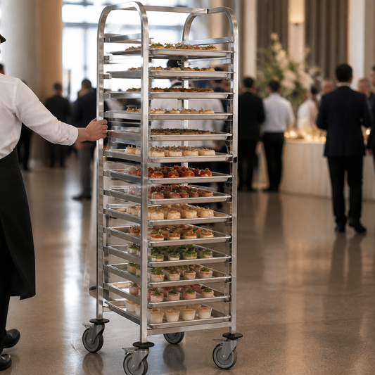 Commercial Stainless Steel Tray Trolley 15 Shelves 1700mm High